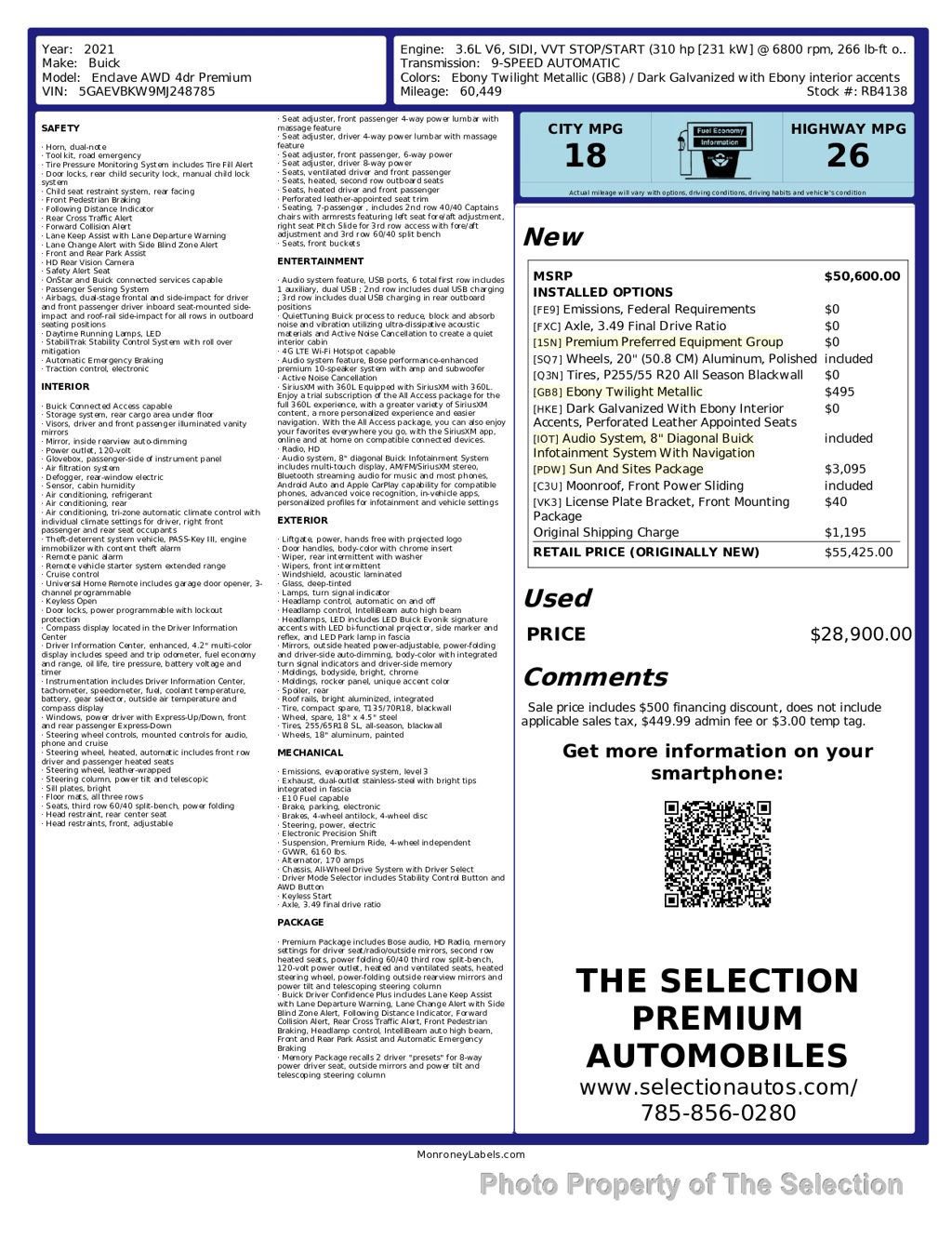 Used 2021 Buick Enclave Premium w/ Sun and Sites Package image 3