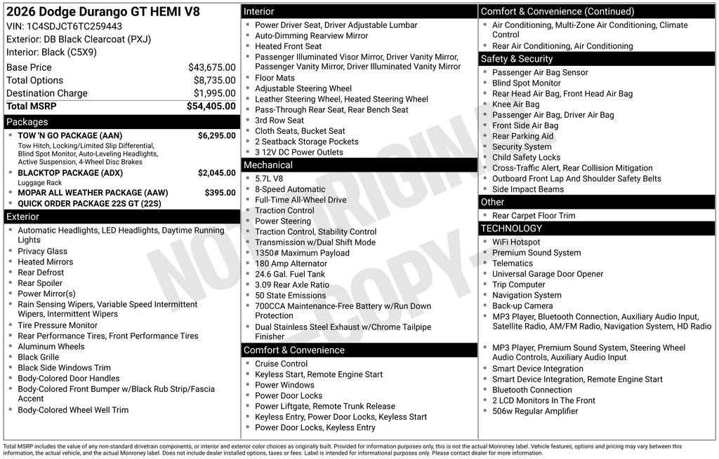 Used 2026 Dodge Durango GT w/ Tow 'N Go Package AWD/4WD image 8