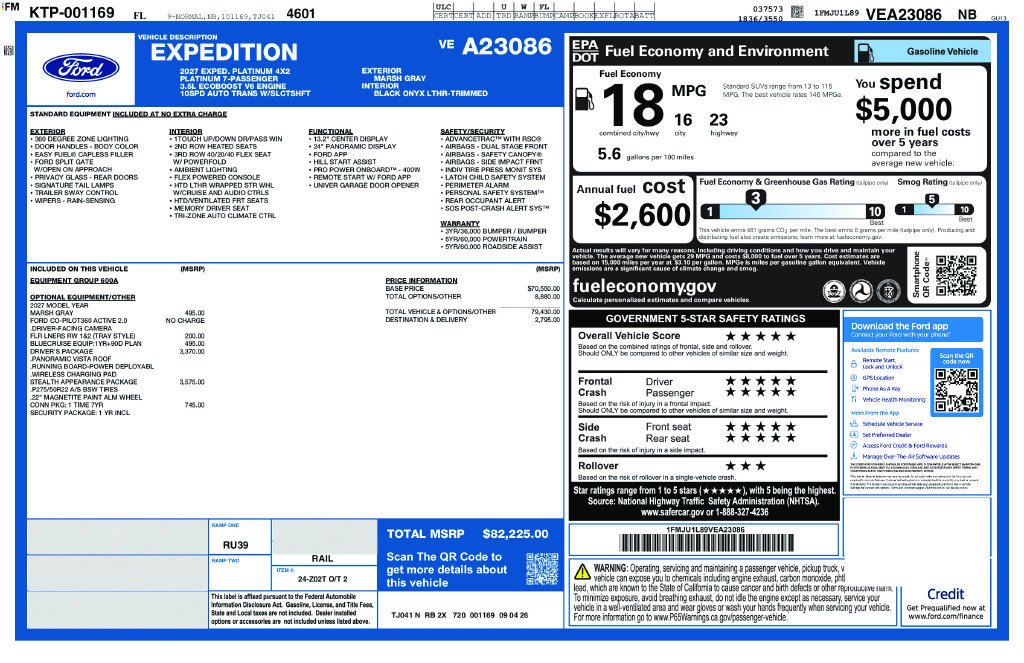 New 2027 Ford Expedition Platinum w/ Stealth Appearance Package RWD image 6
