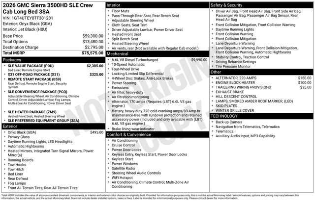 New 2026 GMC Sierra 3500 SLE w/ SLE Value Package AWD/4WD image 27