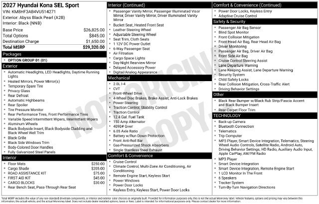 New 2027 Hyundai Kona SEL Sport FWD image 4