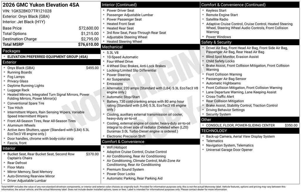 Used 2026 GMC Yukon Elevation AWD/4WD image 27