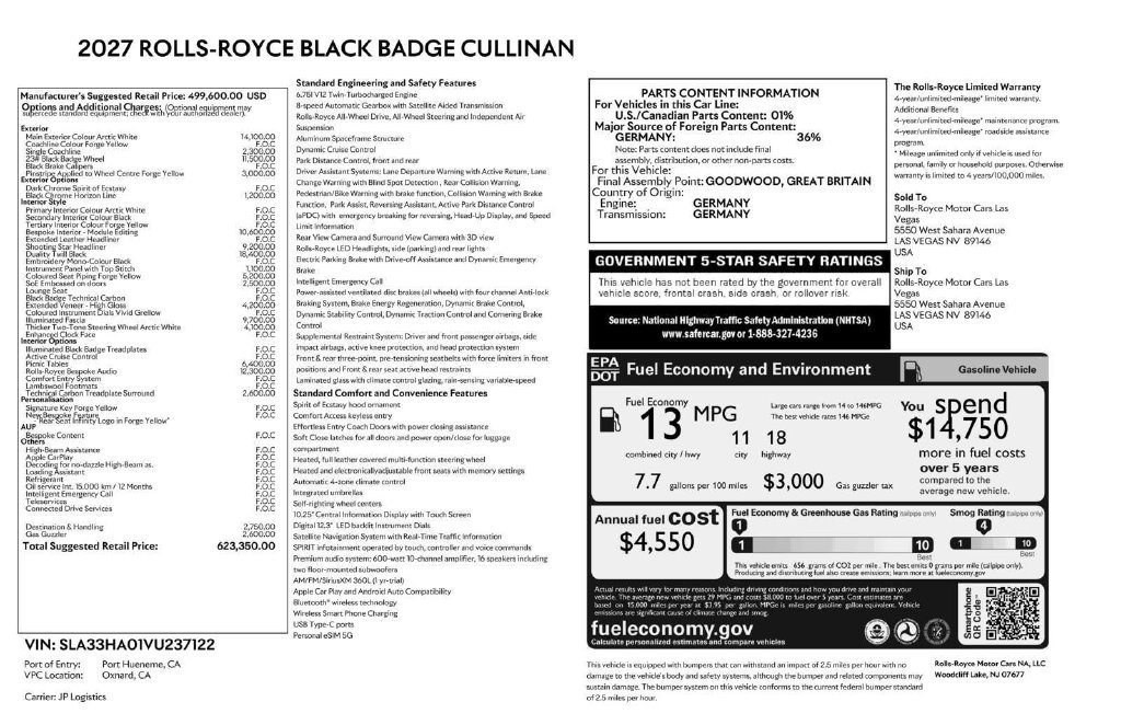 New 2027 Rolls-Royce Cullinan Black Badge AWD/4WD image 40