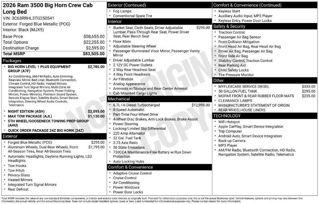 New 2026 RAM 3500 Big Horn AWD/4WD image 9