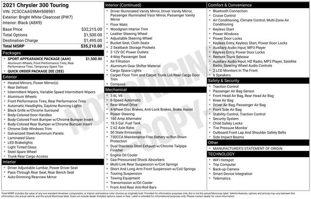 Used 2021 Chrysler 300 Touring w/ Sport Appearance Package image 36