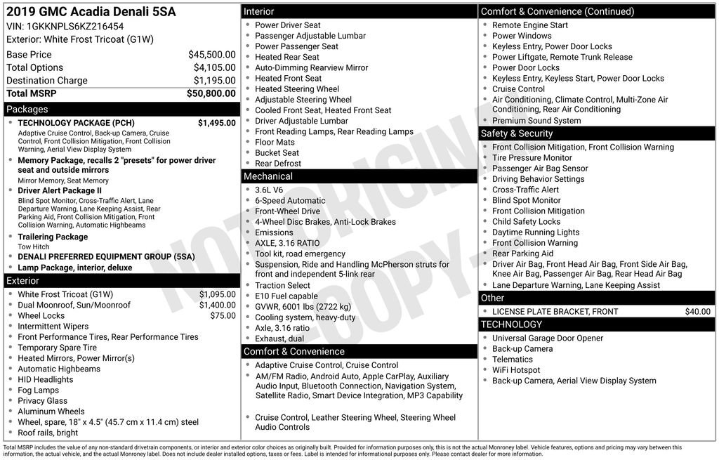 Used 2019 GMC Acadia Denali w/ Technology Package FWD image 40