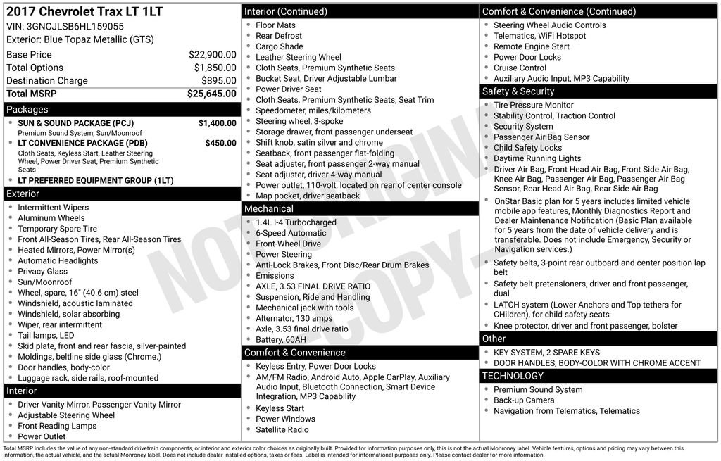 Used 2017 Chevrolet Trax LT w/ Sun & Sound Package image 3