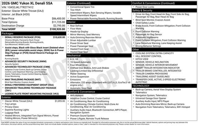 New 2026 GMC Yukon XL Denali w/ Denali Reserve Package AWD/4WD image 3
