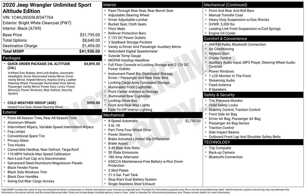 Used 2020 Jeep Wrangler Unlimited Sport image 38