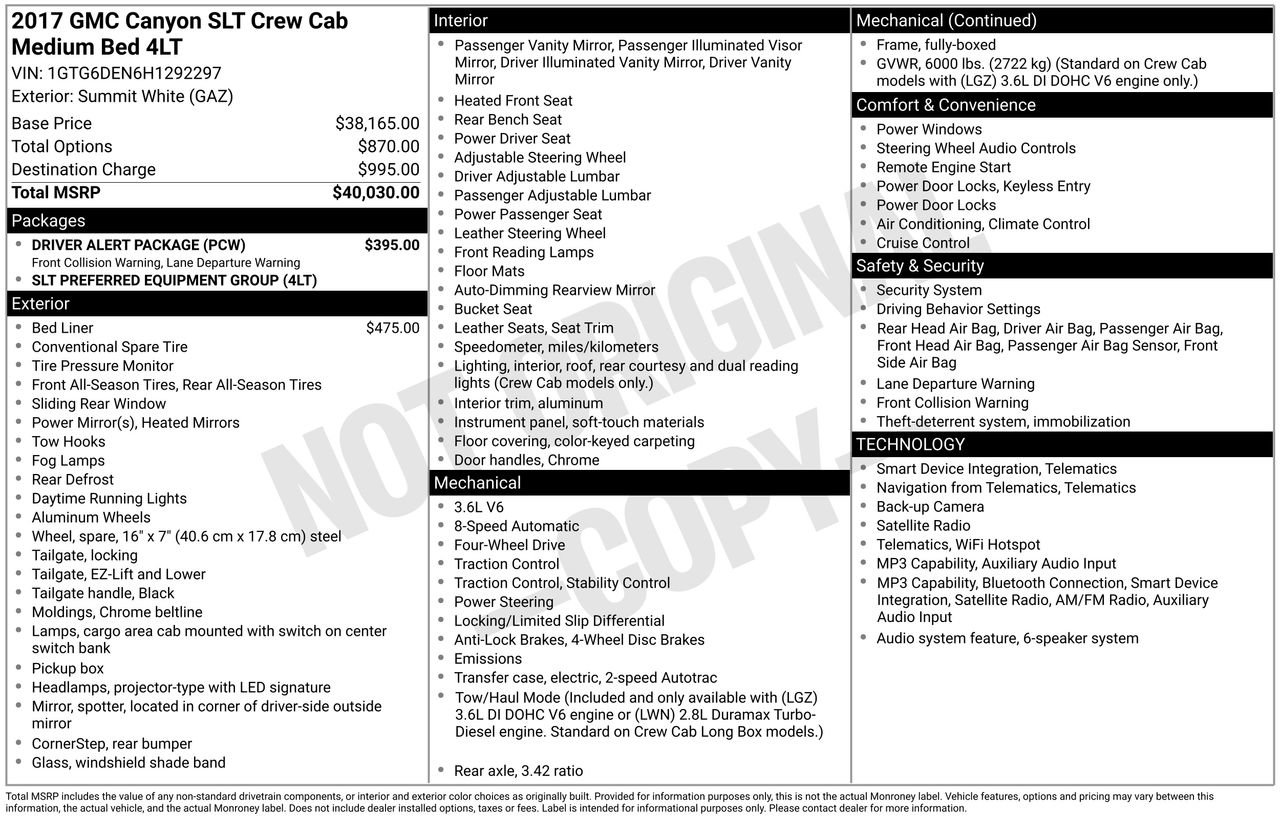 Used 2017 GMC Canyon SLT w/ Driver Alert Package AWD/4WD image 9