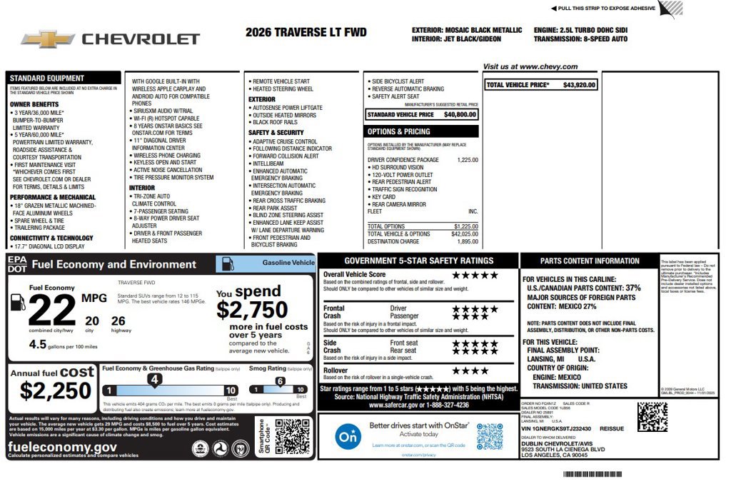 Used 2026 Chevrolet Traverse LT w/ Driver Confidence Package FWD image 3