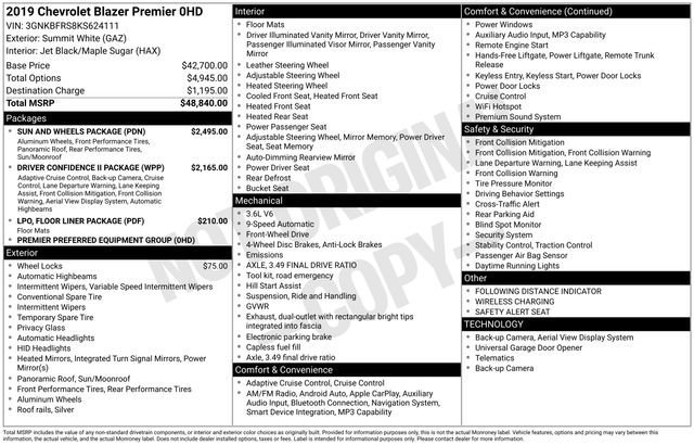 Used 2019 Chevrolet Blazer Premier w/ Sun and Wheels Package FWD image 34