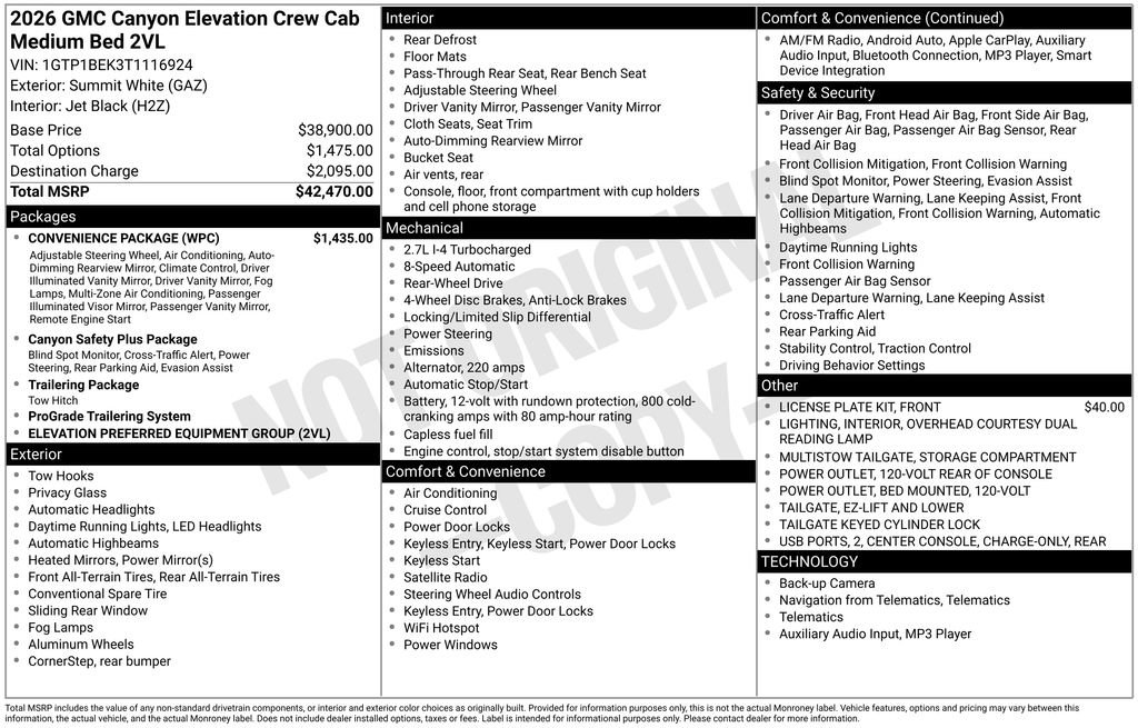 New 2026 GMC Canyon Elevation w/ Convenience Package RWD image 6