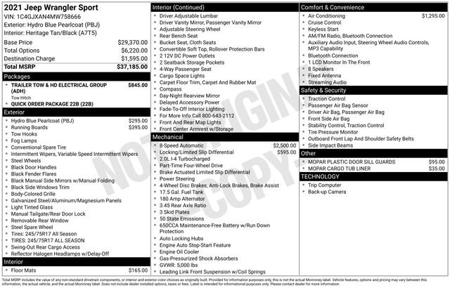 Used 2021 Jeep Wrangler Sport image 7
