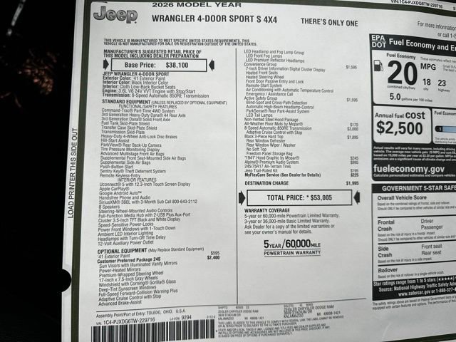 New 2026 Jeep Wrangler Sport S image 28