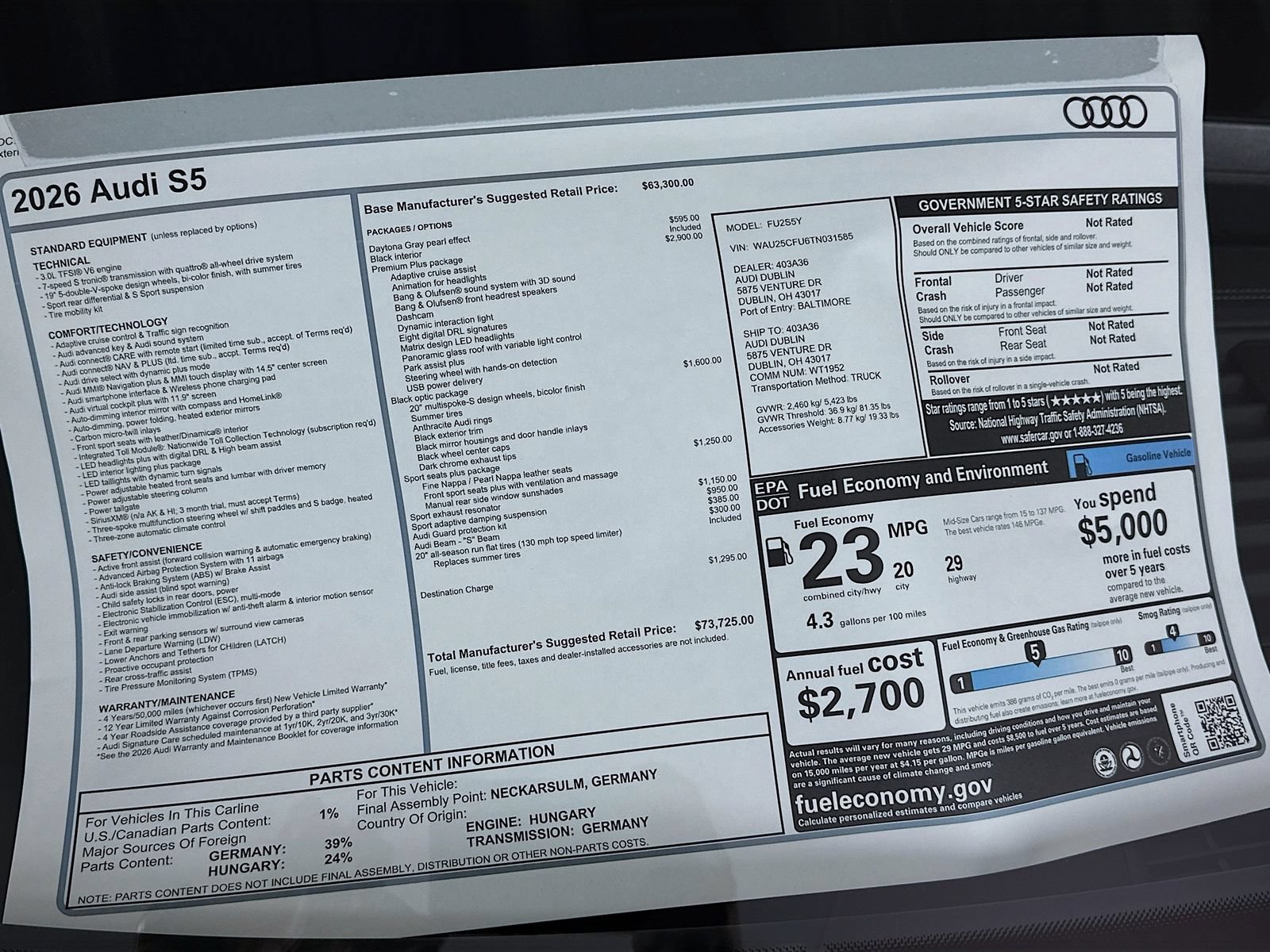 New 2026 Audi S5 Premium Plus AWD/4WD image 49
