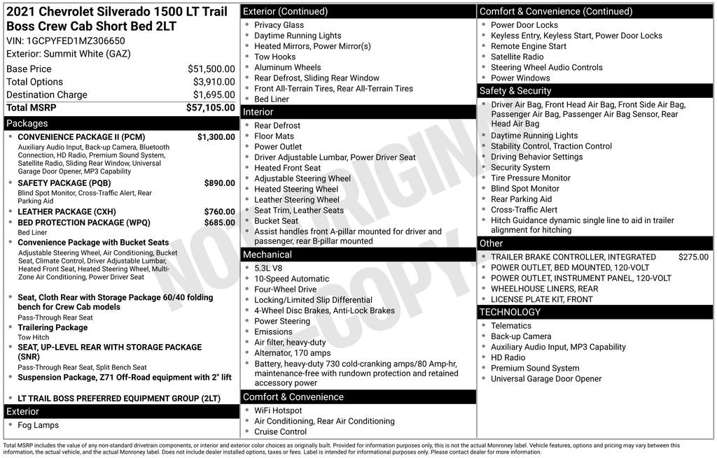 Certified 2021 Chevrolet Silverado 1500 LT Trail Boss w/ Convenience Package II AWD/4WD image 50