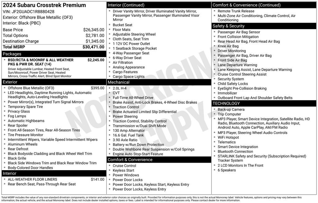 Used 2024 Subaru Crosstrek 2.0i Premium image 26