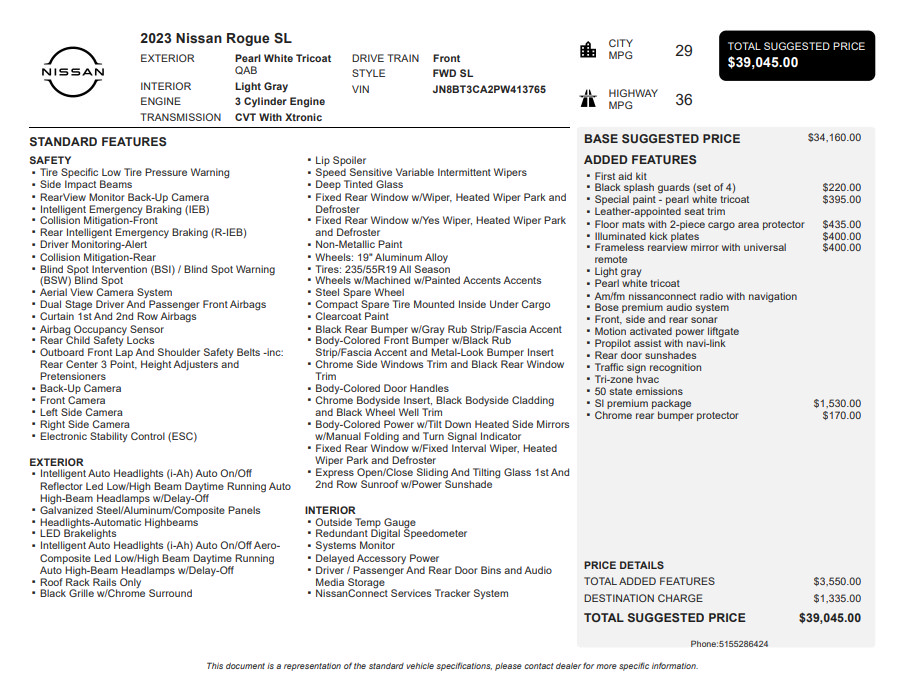 Used 2023 Nissan Rogue SL w/ SL Premium Package FWD image 3