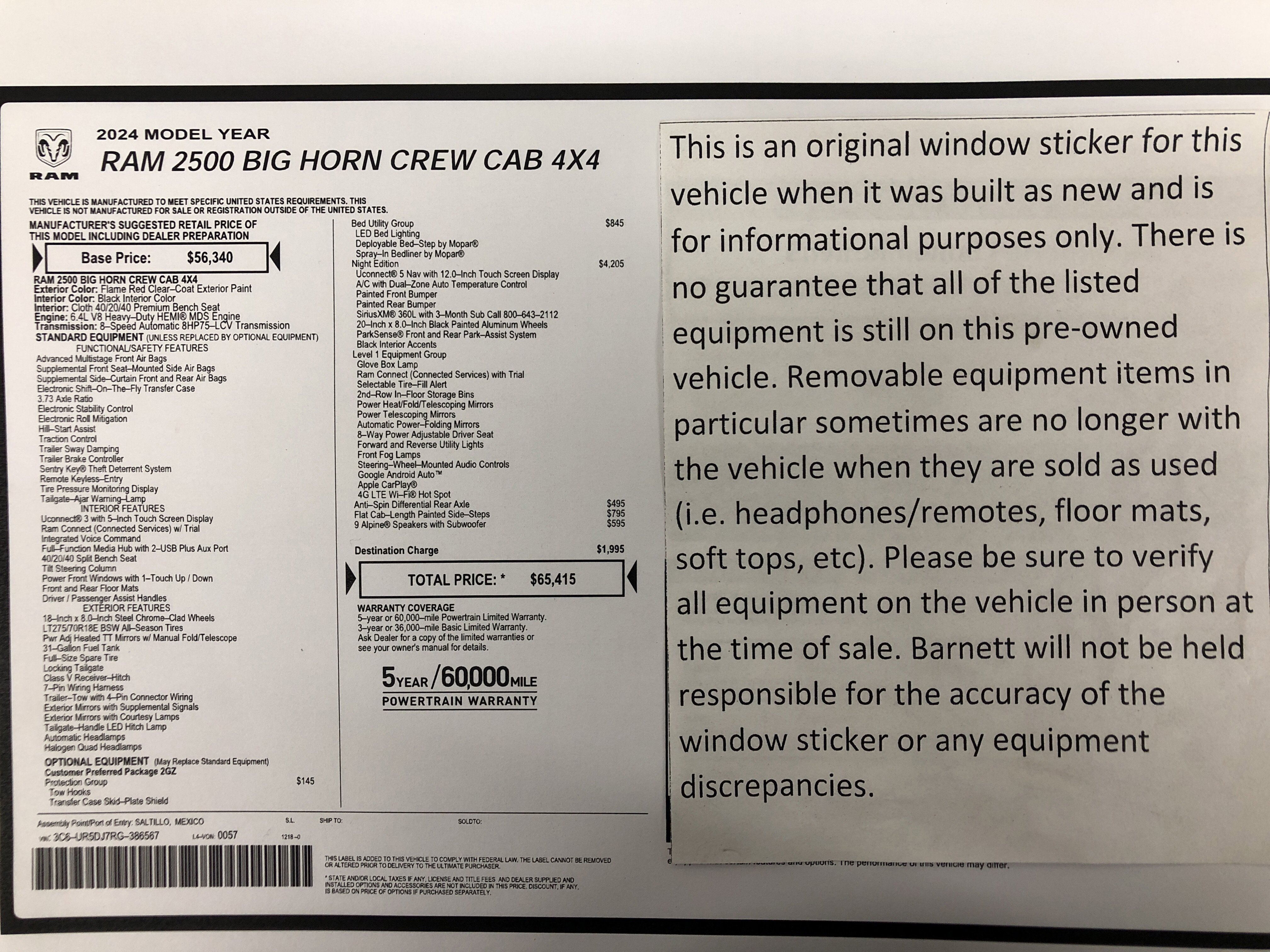 Certified 2024 RAM 2500 Big Horn w/ Night Edition AWD/4WD image 2