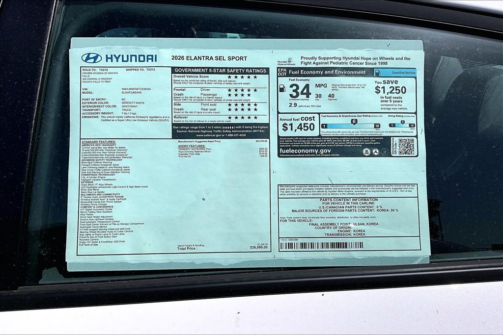 New 2026 Hyundai Elantra Sport FWD image 30