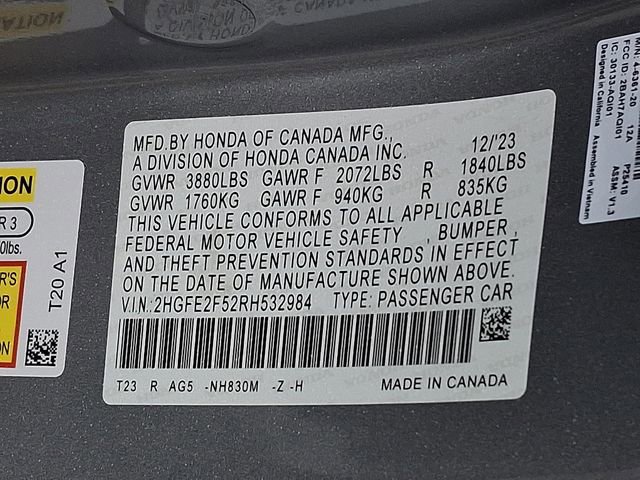 Certified 2024 Honda Civic Sport image 26