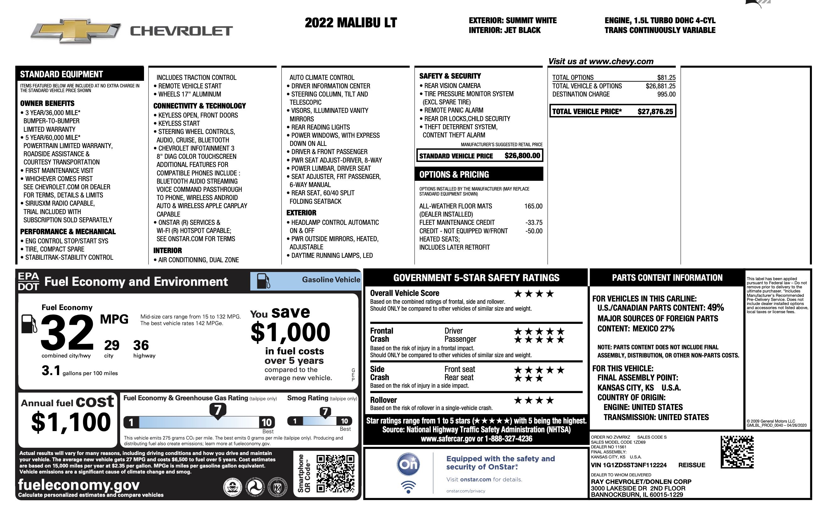 Used 2022 Chevrolet Malibu LT FWD image 2