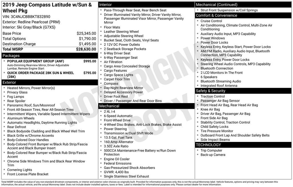 Used 2019 Jeep Compass Latitude w/ Popular Equipment Group FWD image 30