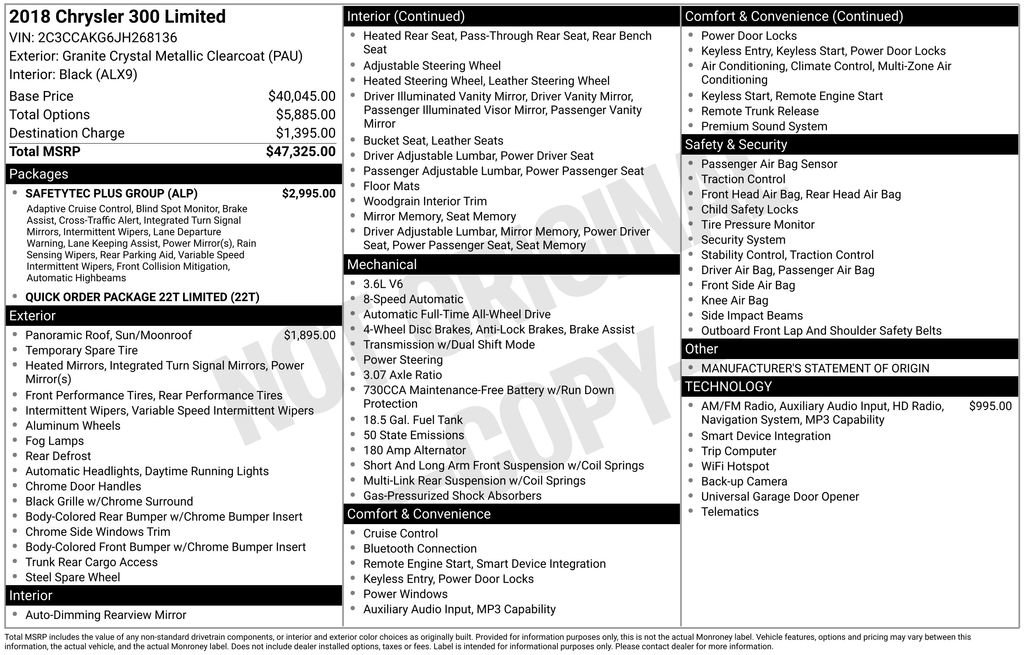 Used 2018 Chrysler 300 Limited w/ Safetytec Plus Group image 35