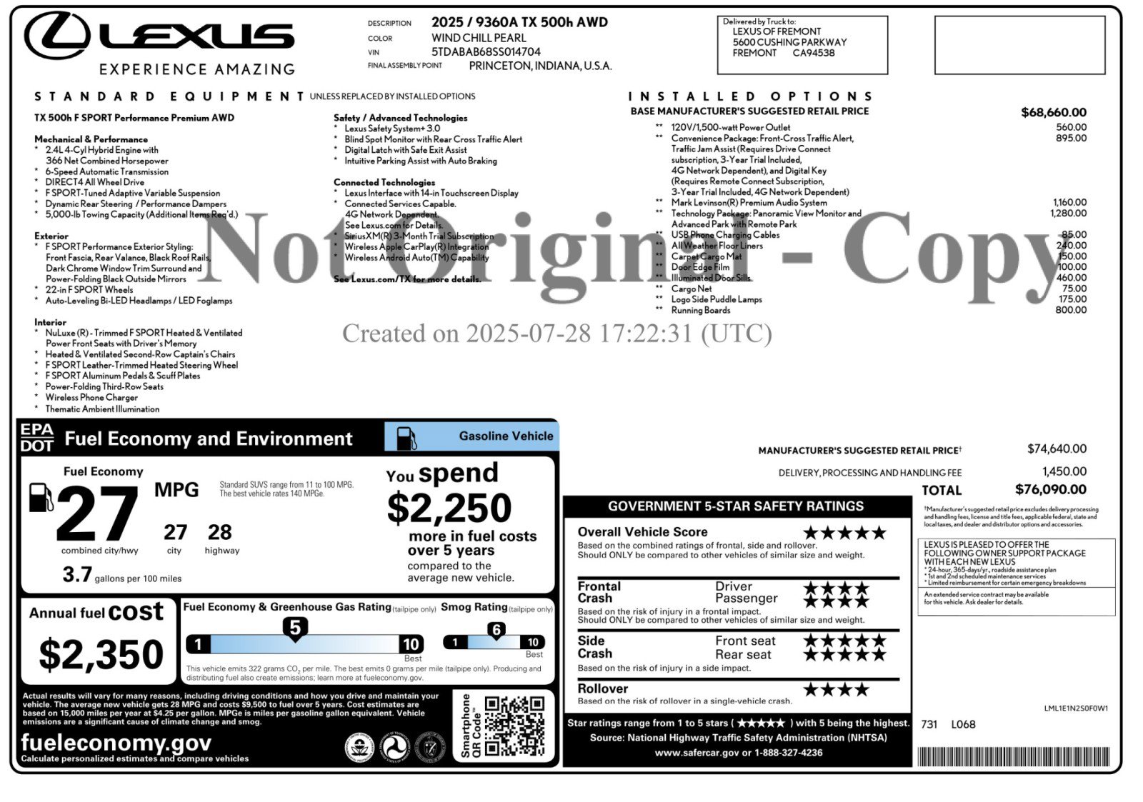 Used 2025 Lexus TX 500h AWD w/ Technology Package image 55