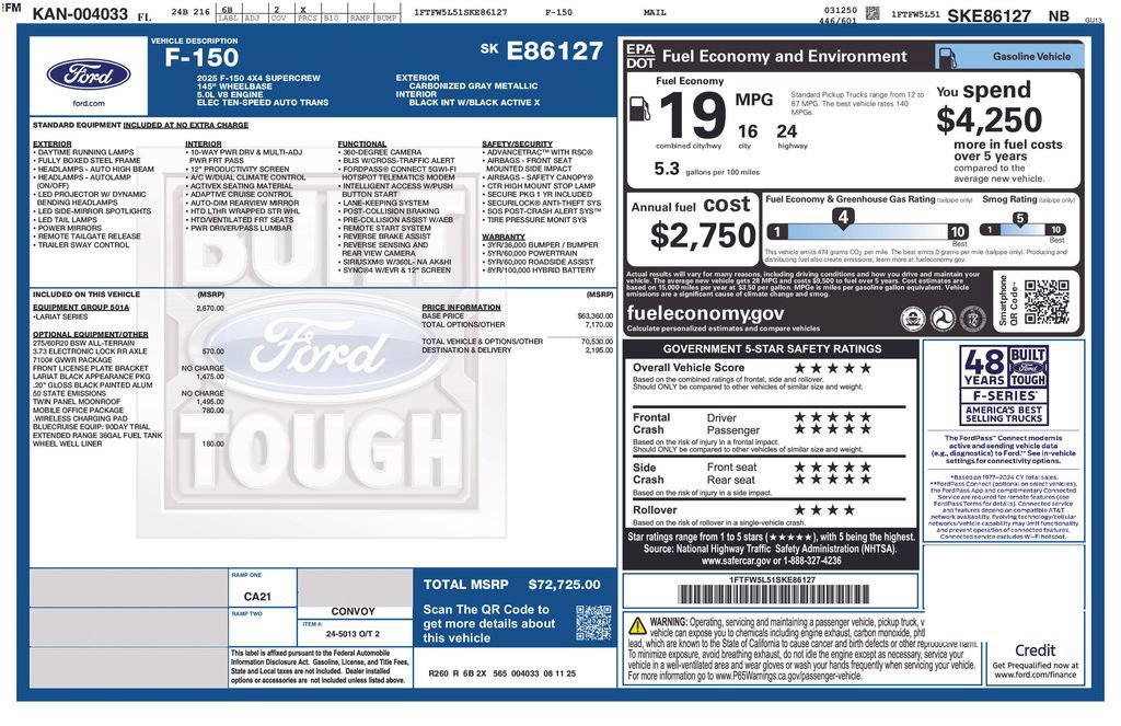 Used 2025 Ford F150 Lariat w/ Equipment Group 501A Mid AWD/4WD image 9