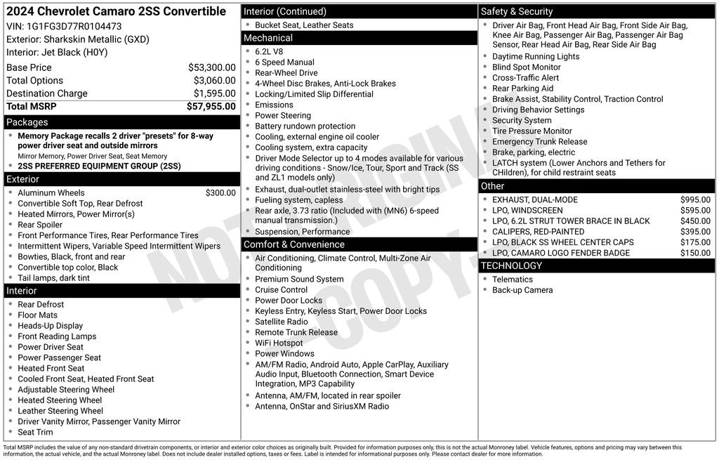 Used 2024 Chevrolet Camaro SS RWD image 34