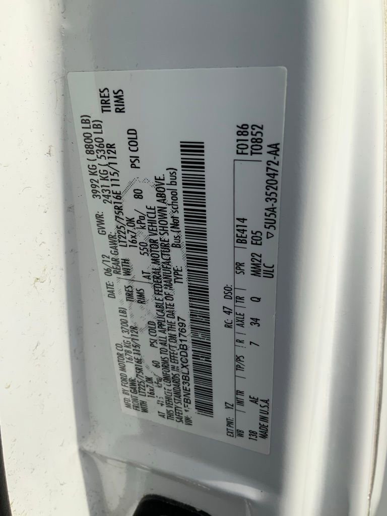 Used 2012 Ford E-350 and Econoline 350 XL w/ PWR Windows & Locks Group RWD image 29