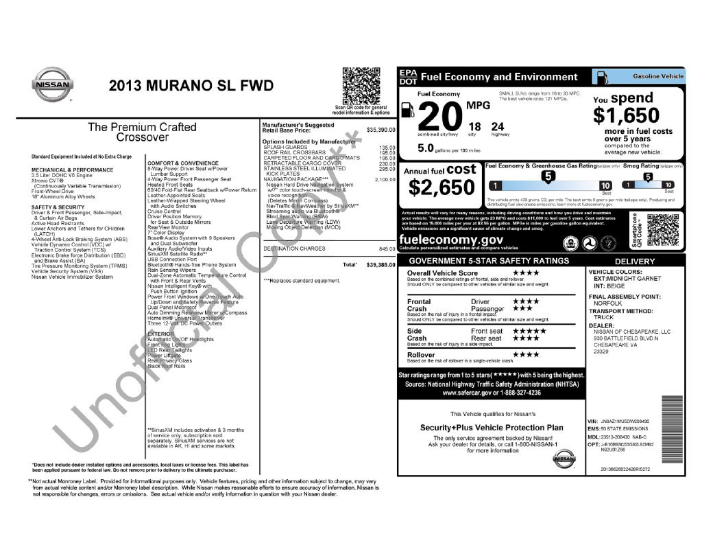 Used 2013 Nissan Murano SL w/ Navigation Pkg FWD image 6