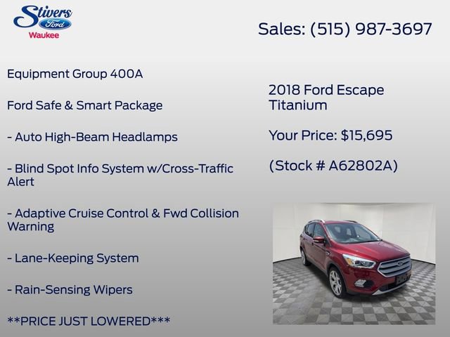 Used 2018 Ford Escape Titanium w/ Ford Safe & Smart Package AWD/4WD image 8