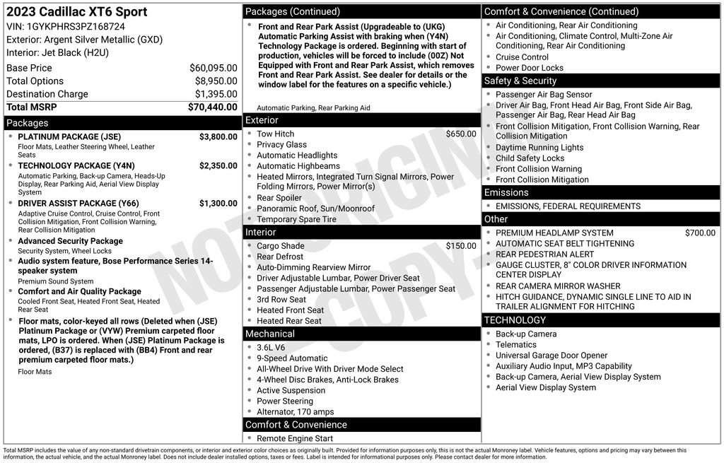 Used 2023 Cadillac XT6 Sport w/ Platinum Package image 2