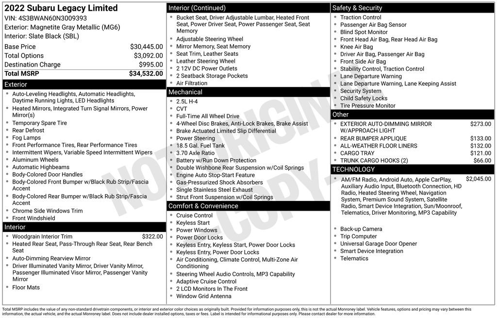 Certified 2022 Subaru Legacy Limited image 8