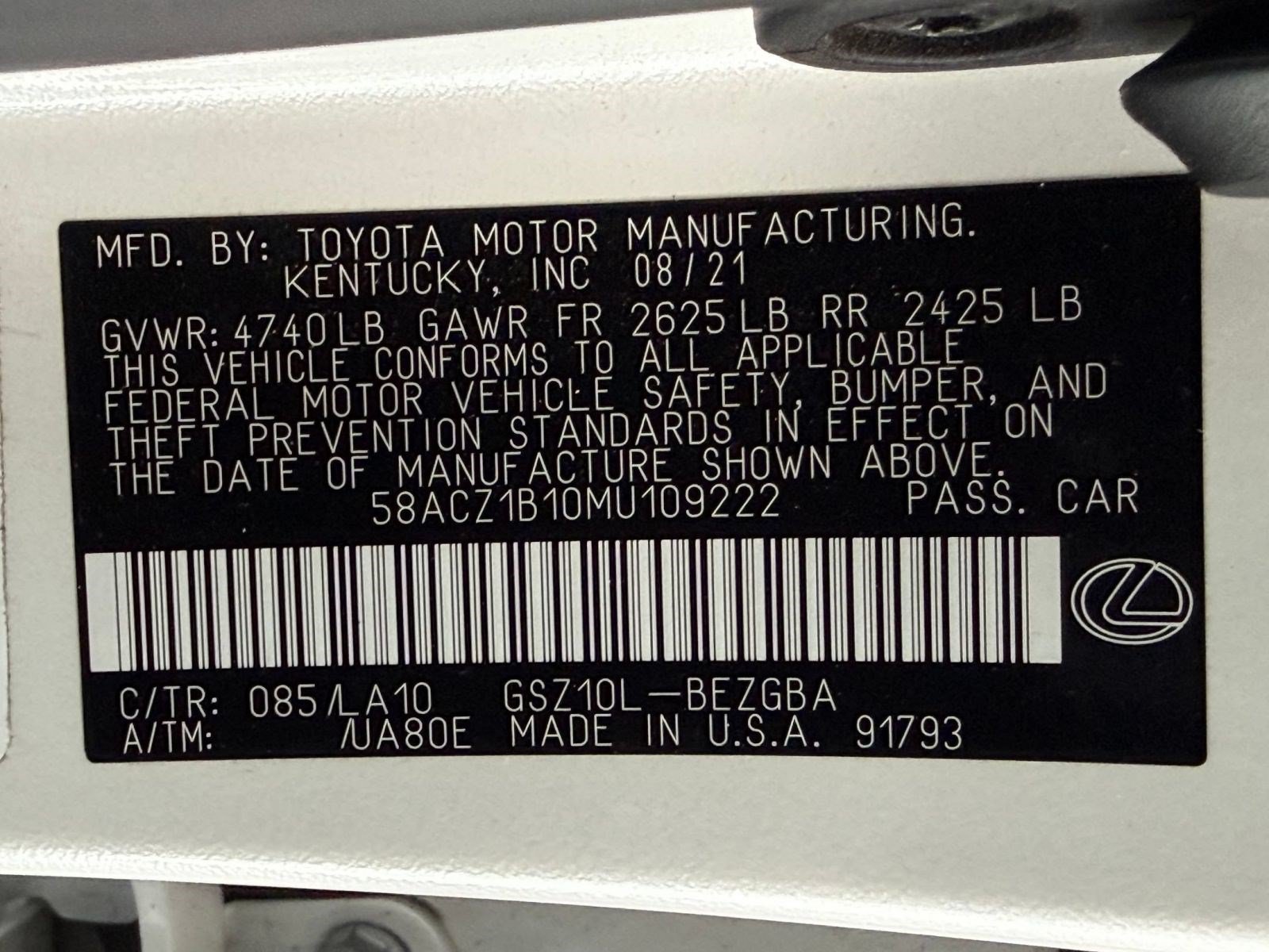 Used 2021 Lexus ES 350 w/ Accessory Package FWD image 24