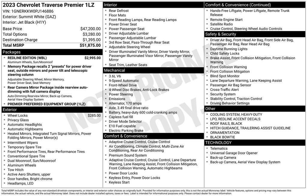 Used 2023 Chevrolet Traverse Premier w/ Redline Edition FWD image 29