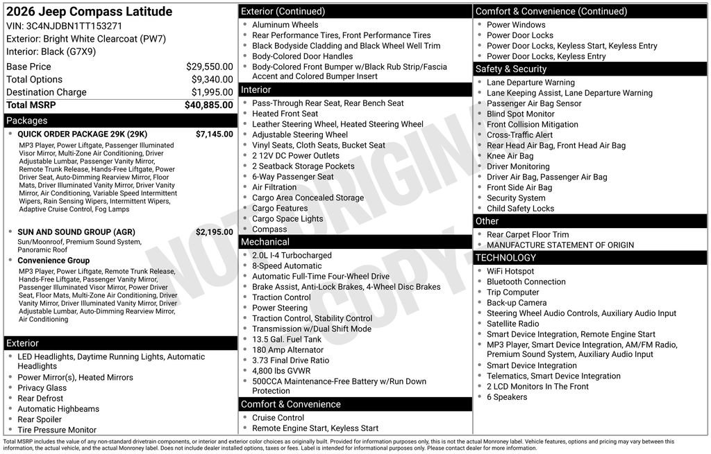 New 2026 Jeep Compass Latitude w/ Quick Order Package 29K AWD/4WD image 36
