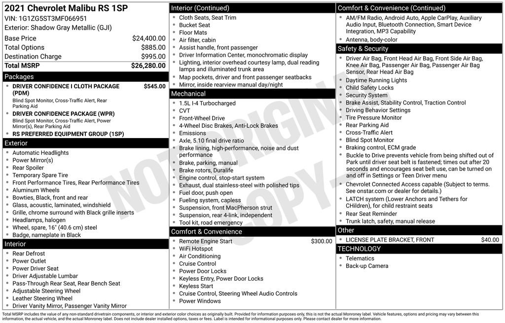 Used 2021 Chevrolet Malibu RS image 3