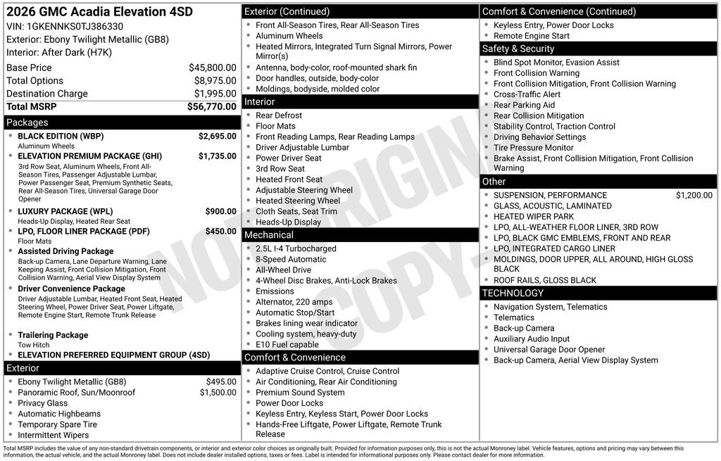 New 2026 GMC Acadia Elevation w/ Black Edition AWD/4WD image 11