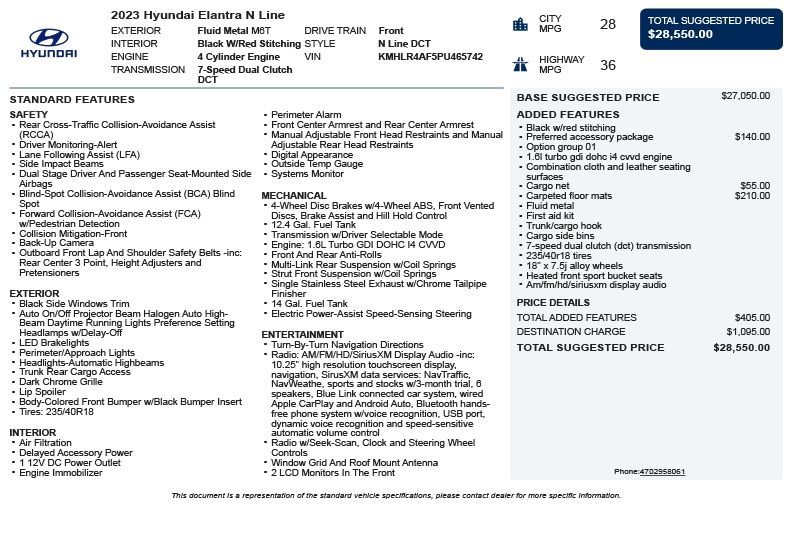 Used 2023 Hyundai Elantra N Line w/ Preferred Accessory Package image 3