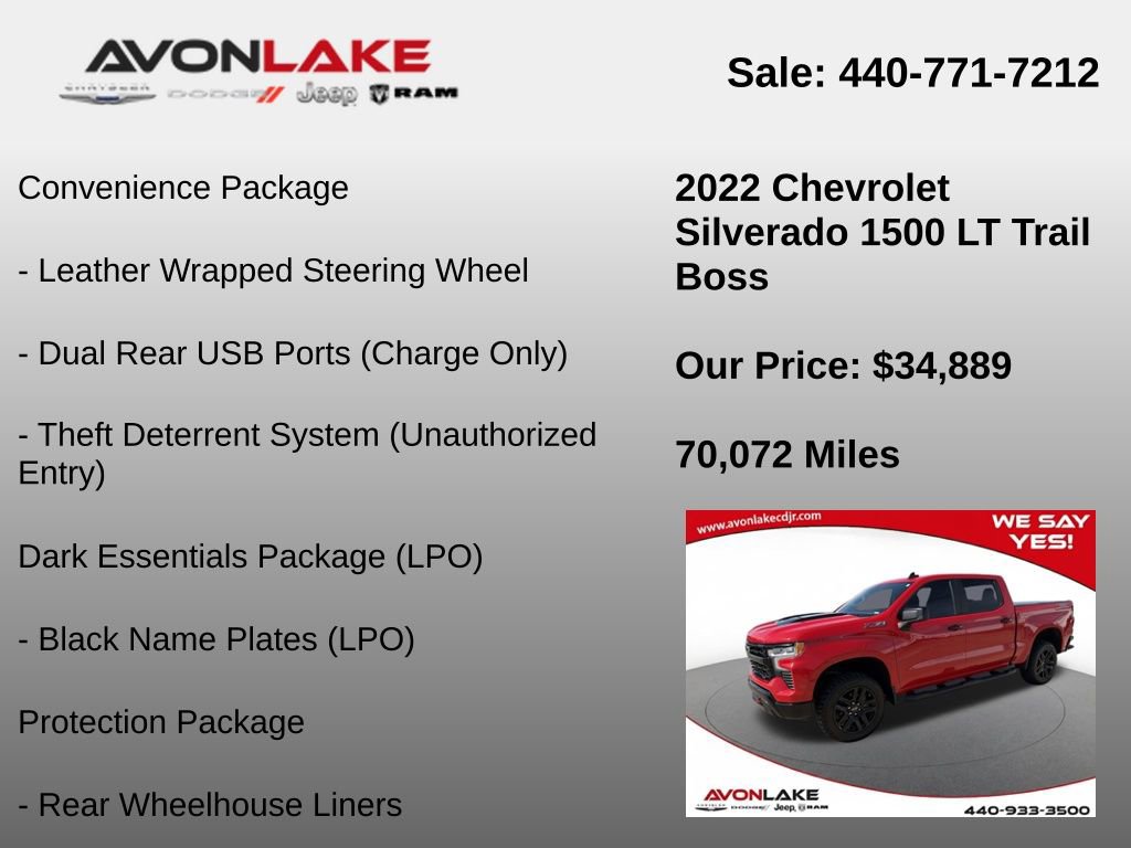 Used 2022 Chevrolet Silverado 1500 LT Trail Boss w/ Protection Package image 37