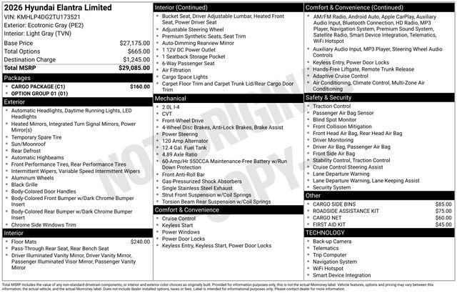 New 2026 Hyundai Elantra Limited w/ Cargo Package FWD image 4