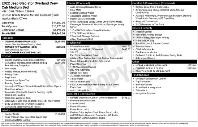 Used 2022 Jeep Gladiator Overland w/ Cold Weather Group AWD/4WD image 10