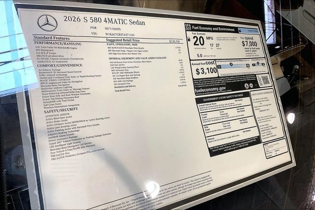 New 2026 Mercedes-Benz S 580 4MATIC Sedan image 12