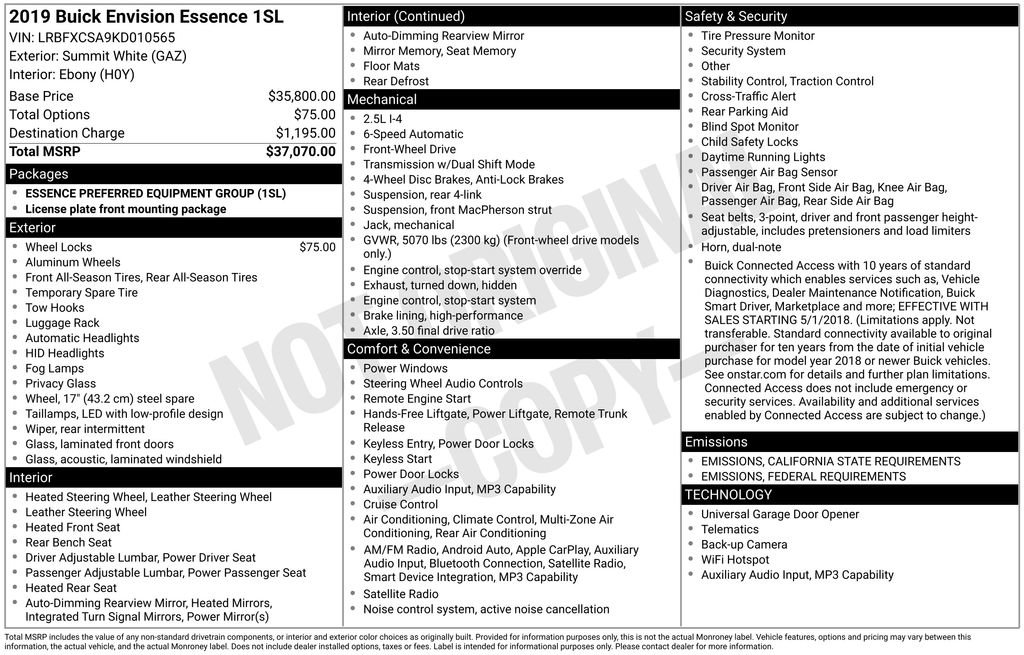 Used 2019 Buick Envision Essence image 14