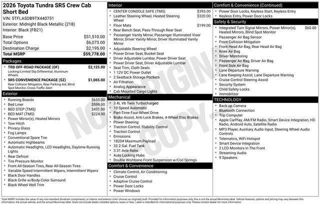 New 2026 Toyota Tundra SR5 w/ TRD Off-Road Package AWD/4WD image 31