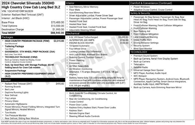 Used 2024 Chevrolet Silverado 3500 High Country w/ High Country Premium Package AWD/4WD image 35